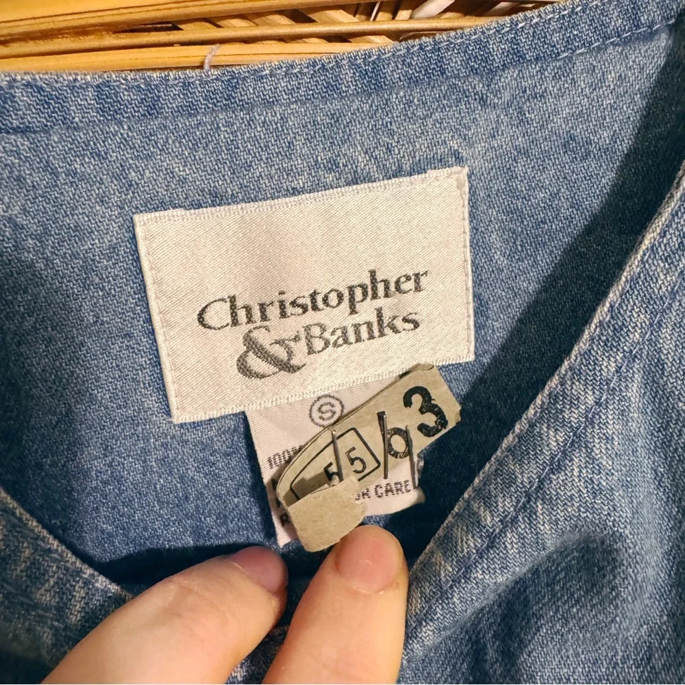 Christopher & Banks Blue Denim Flag Dress Cottage Country Jean Style SZ S - Picture 5 of 7